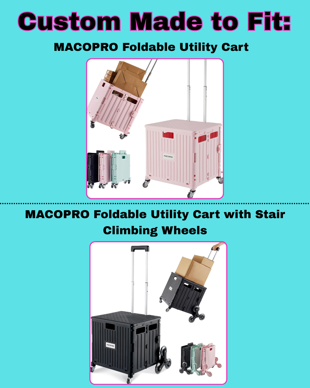 Custom Utility/Book Cart Liners – Made to Fit MACOPRO Folding Utility Cart