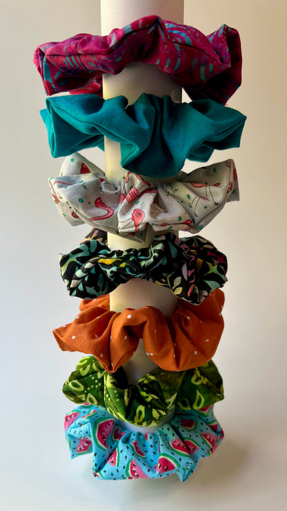 Handmade Fabric Scrunchies – Soft Hair Ties in Trendy Prints & Colors